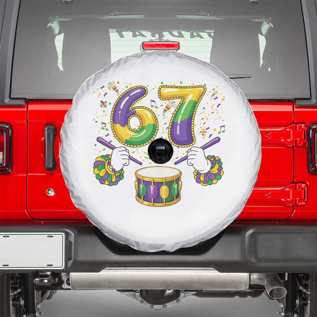 67 Mardi Gras Meme Spare Tire Cover Funny Six Seven Carnival Trendy TS14 White Print Your Wear