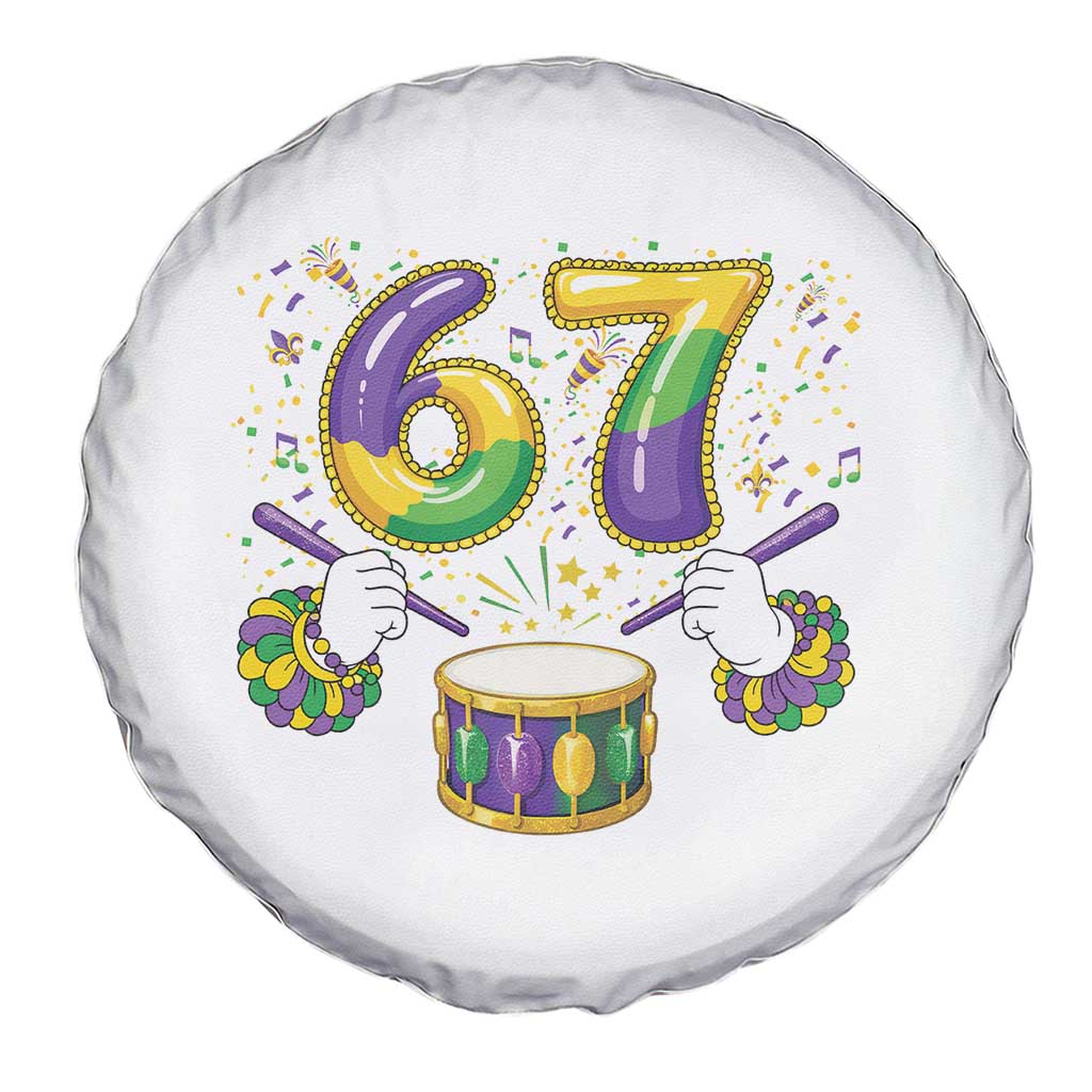 67 Mardi Gras Meme Spare Tire Cover Funny Six Seven Carnival Trendy TS14 Print Your Wear