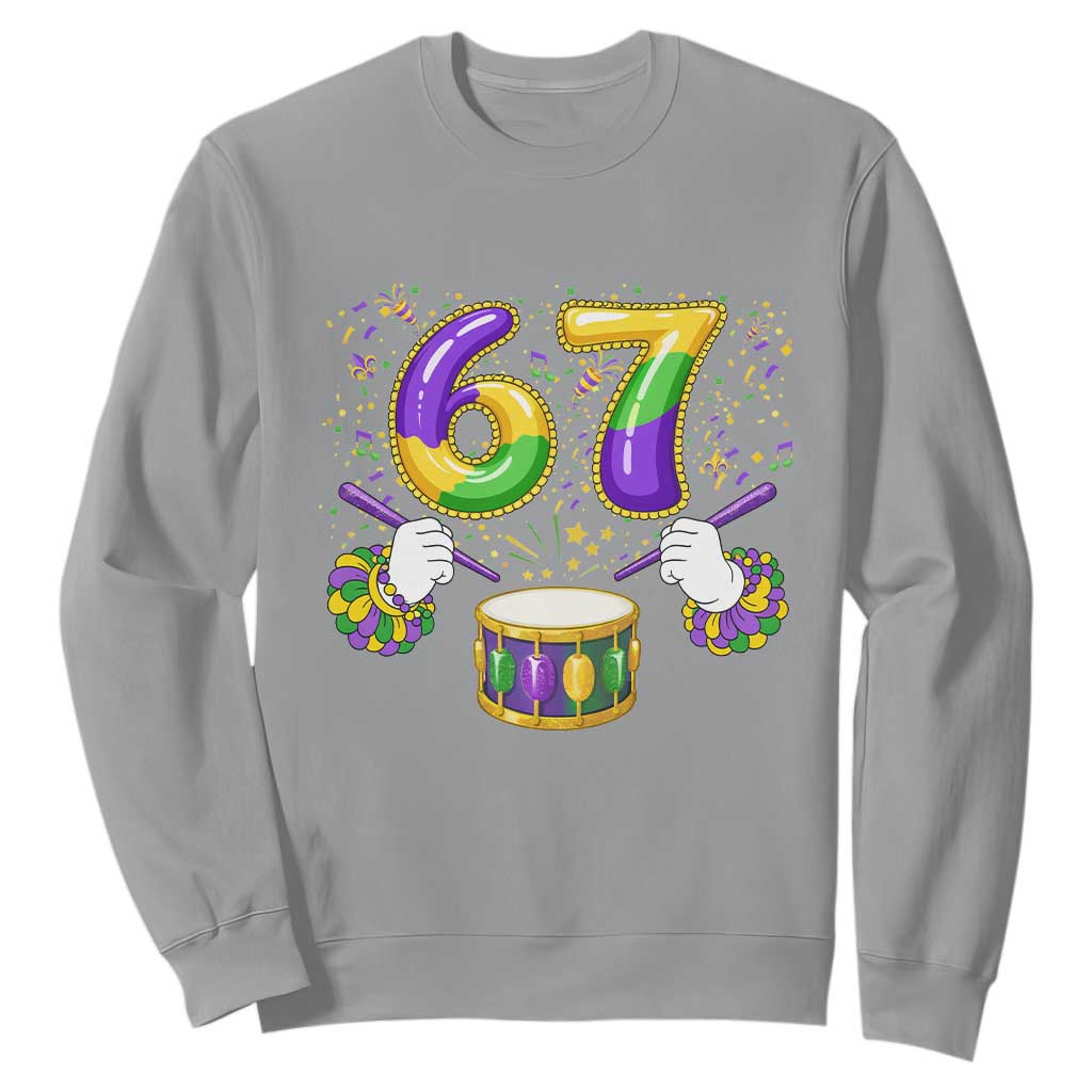67 Mardi Gras Meme Sweatshirt Funny Six Seven Carnival Trendy TS14 Sport Gray Print Your Wear