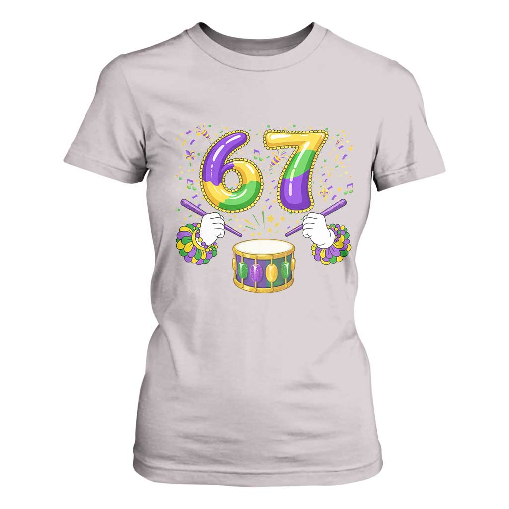 67 Mardi Gras Meme T Shirt For Women Funny Six Seven Carnival Trendy TS14 Ice Gray Print Your Wear