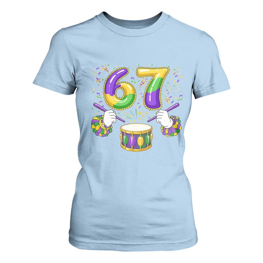 67 Mardi Gras Meme T Shirt For Women Funny Six Seven Carnival Trendy TS14 Light Blue Print Your Wear