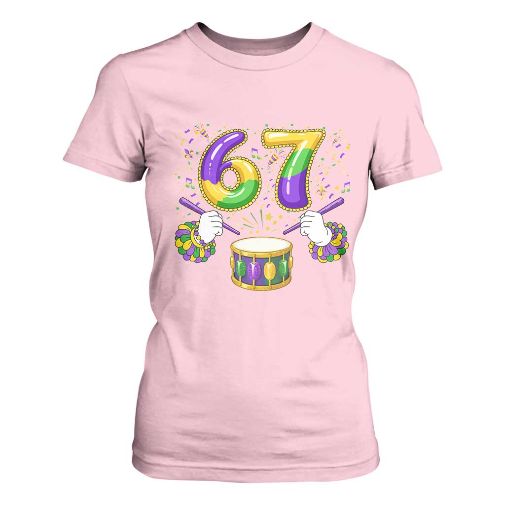 67 Mardi Gras Meme T Shirt For Women Funny Six Seven Carnival Trendy TS14 Light Pink Print Your Wear