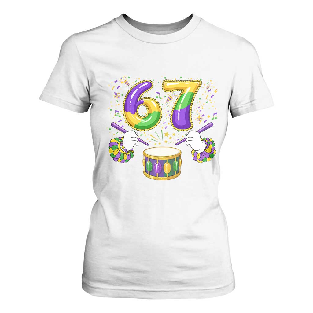 67 Mardi Gras Meme T Shirt For Women Funny Six Seven Carnival Trendy TS14 White Print Your Wear