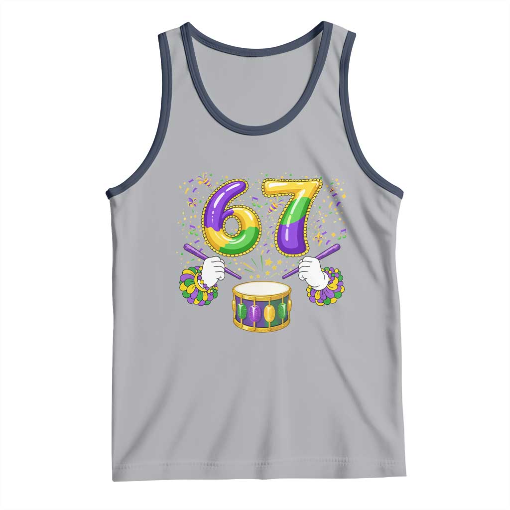 67 Mardi Gras Meme Tank Top Funny Six Seven Carnival Trendy TS14 Athletic Heather Navy Print Your Wear