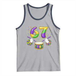 67 Mardi Gras Meme Tank Top Funny Six Seven Carnival Trendy TS14 Athletic Heather Navy Print Your Wear