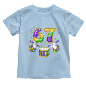67 Mardi Gras Meme Toddler T Shirt Funny Six Seven Carnival Trendy TS14 Light Blue Print Your Wear
