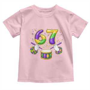67 Mardi Gras Meme Toddler T Shirt Funny Six Seven Carnival Trendy TS14 Light Pink Print Your Wear