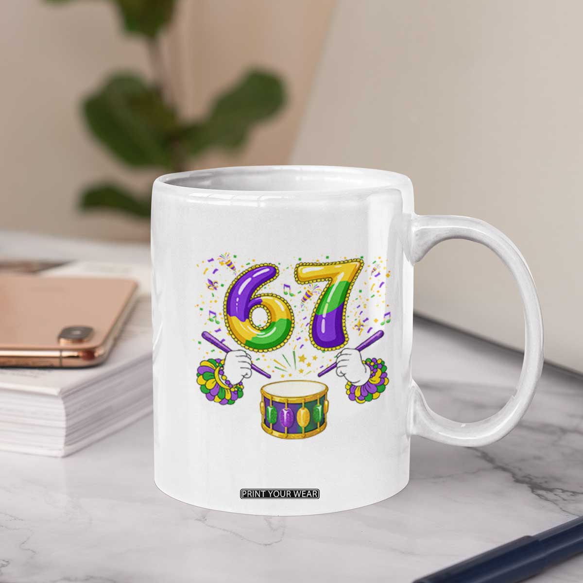 67 Mardi Gras Meme Coffee Mug Funny Six Seven Carnival Trendy TS14 Print Your Wear