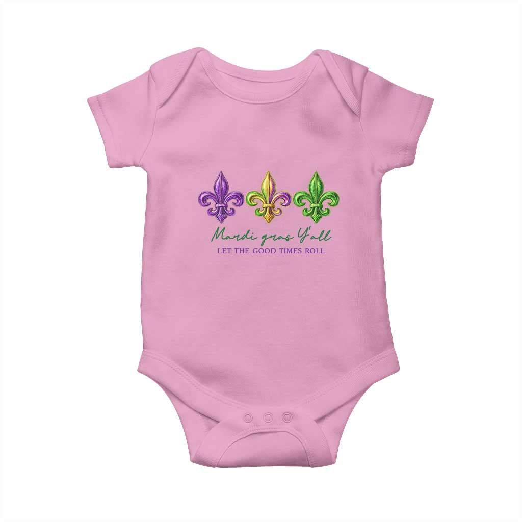Mardi Gras Baby Onesie Let The Good Time Roll TS14 Light Pink Print Your Wear