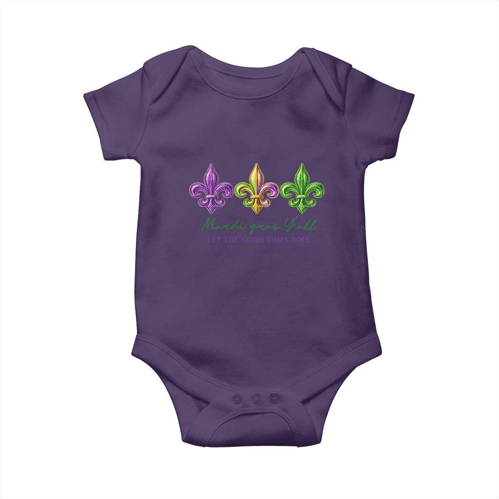 Mardi Gras Baby Onesie Let The Good Time Roll TS14 Purple Print Your Wear