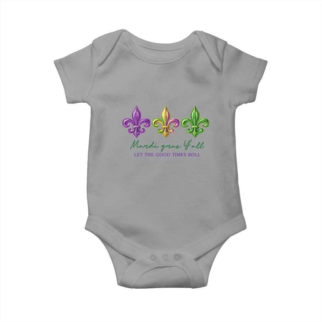 Mardi Gras Baby Onesie Let The Good Time Roll TS14 Sport Gray Print Your Wear