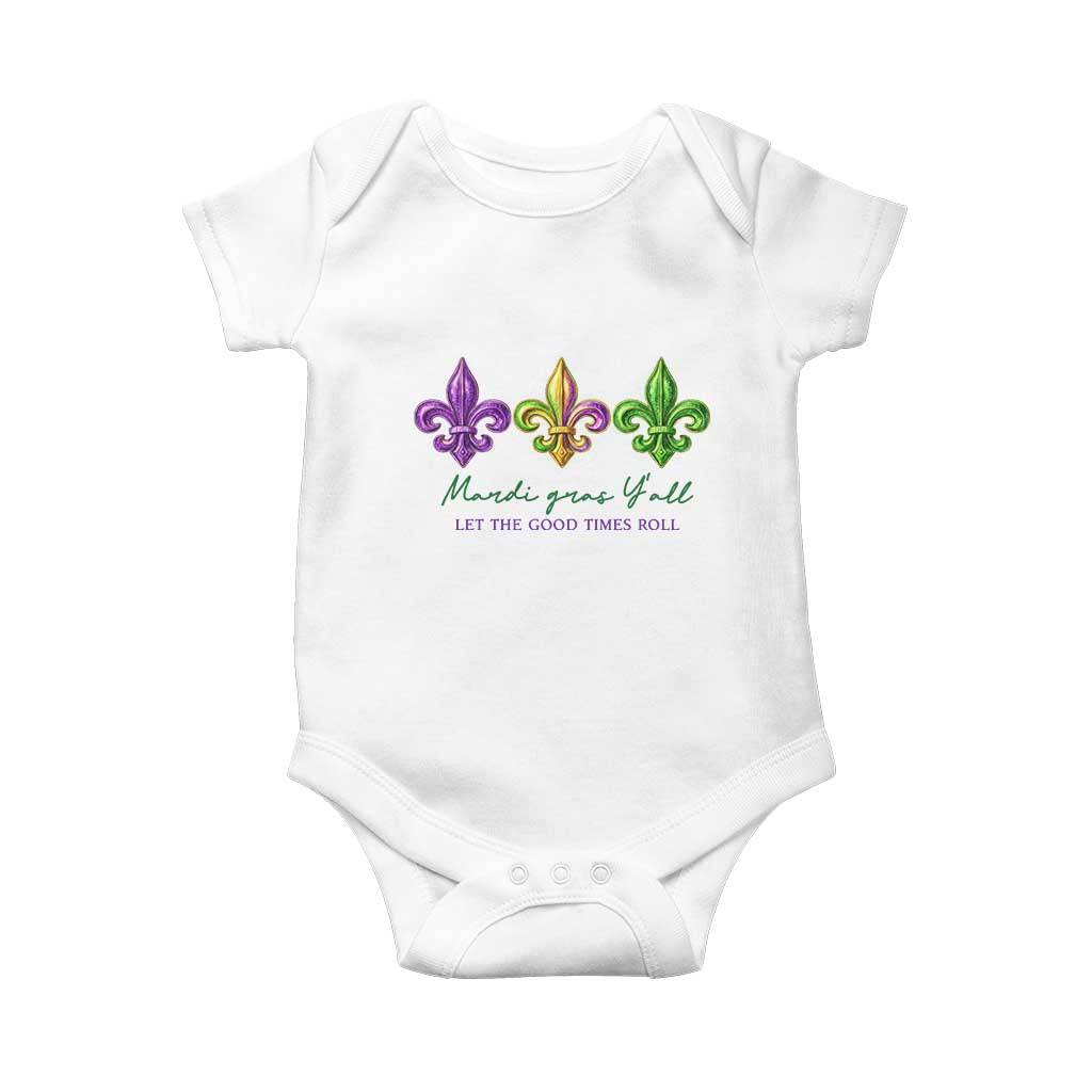Mardi Gras Baby Onesie Let The Good Time Roll TS14 White Print Your Wear