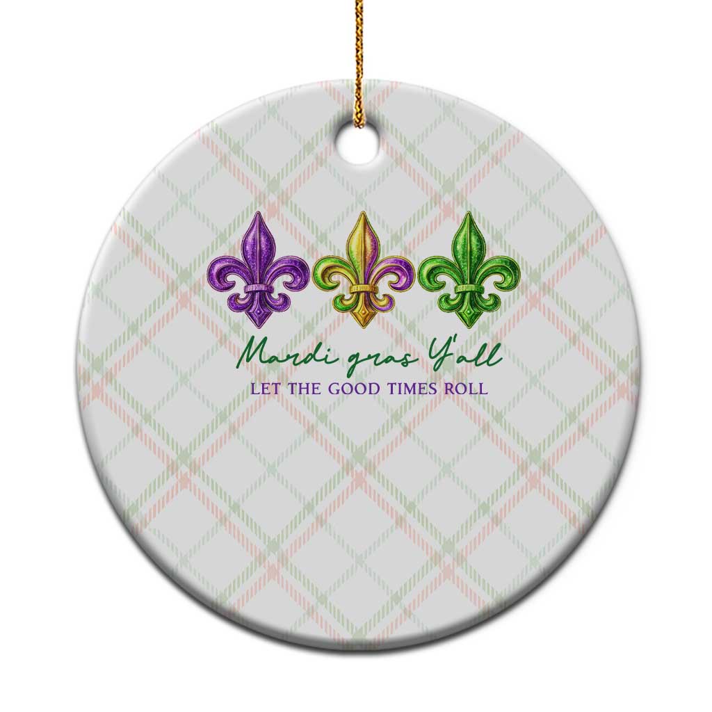 Mardi Gras Ceramic Ornament Let The Good Time Roll TS14 1pc Christmas Plaid Print Your Wear