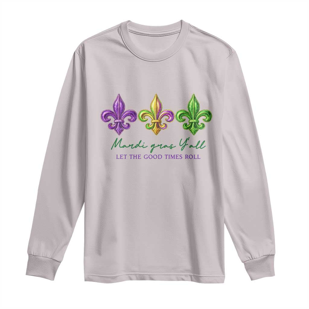 Mardi Gras Long Sleeve Shirt Let The Good Time Roll TS14 Ice Gray Print Your Wear