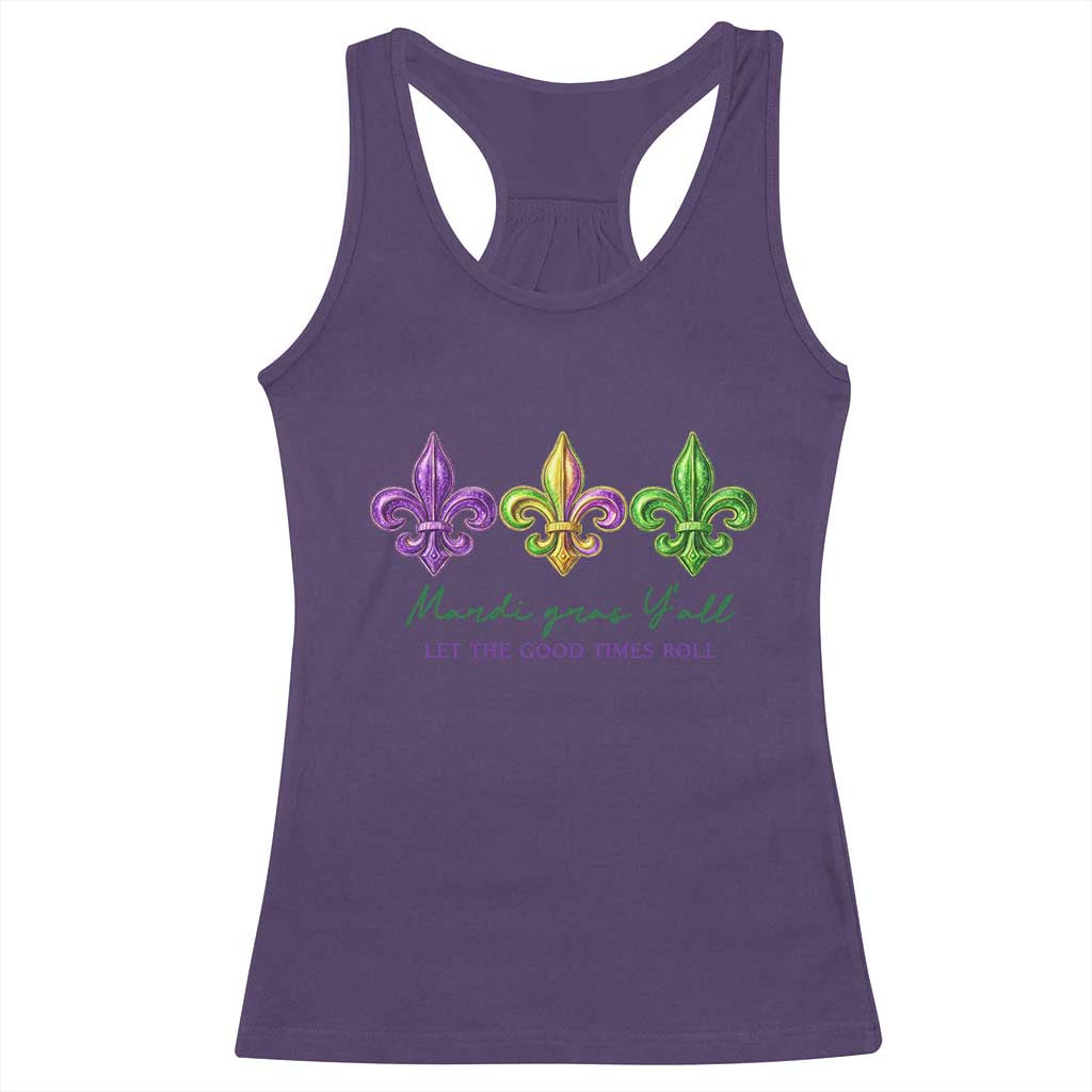 Mardi Gras Racerback Tank Top Let The Good Time Roll TS14 Purple Print Your Wear