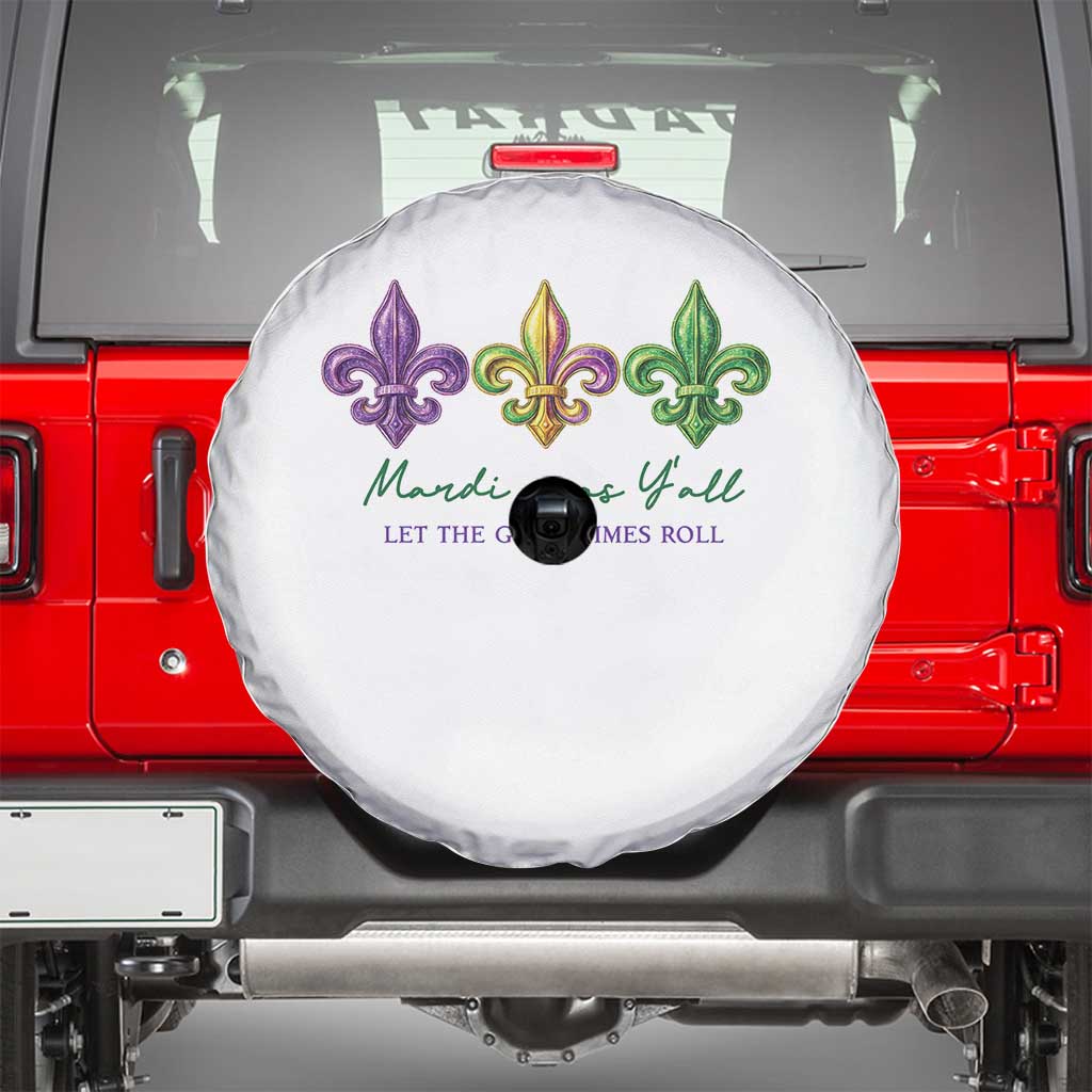 Mardi Gras Spare Tire Cover Let The Good Time Roll TS14 White Print Your Wear