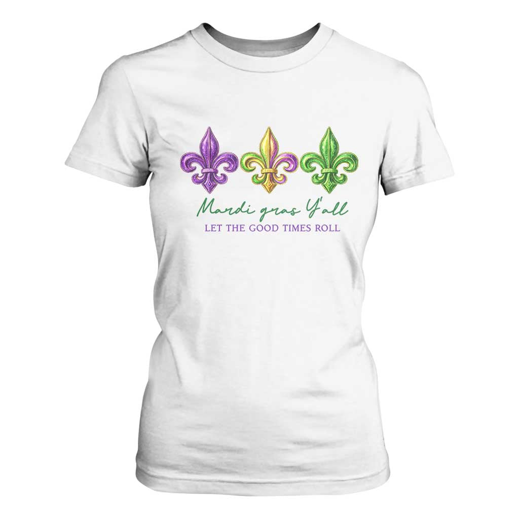 Mardi Gras T Shirt For Women Let The Good Time Roll TS14 White Print Your Wear