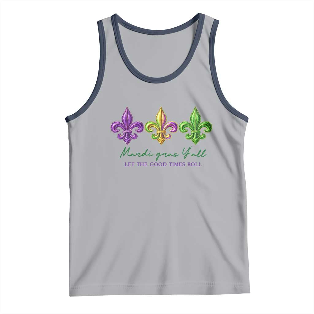 Mardi Gras Tank Top Let The Good Time Roll TS14 Athletic Heather Navy Print Your Wear