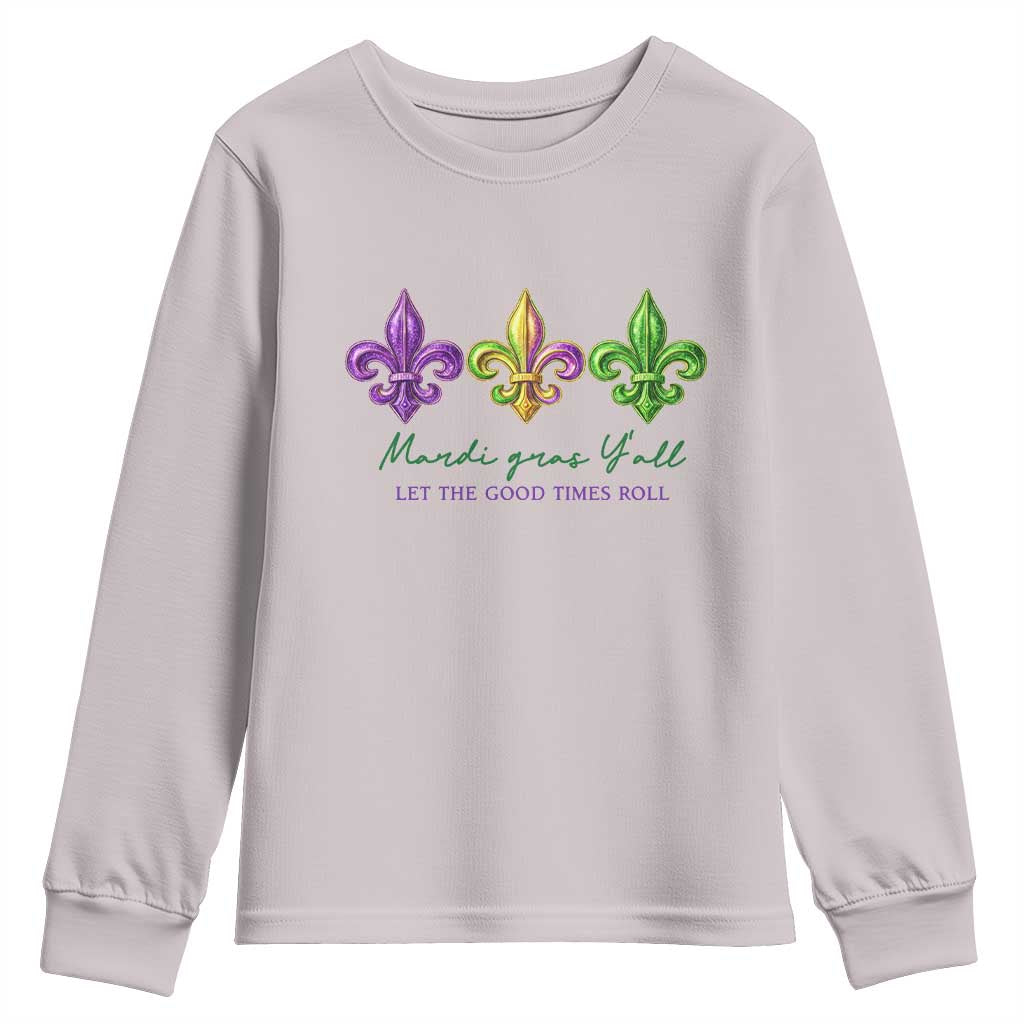 Mardi Gras Youth Sweatshirt Let The Good Time Roll TS14 Ice Gray Print Your Wear