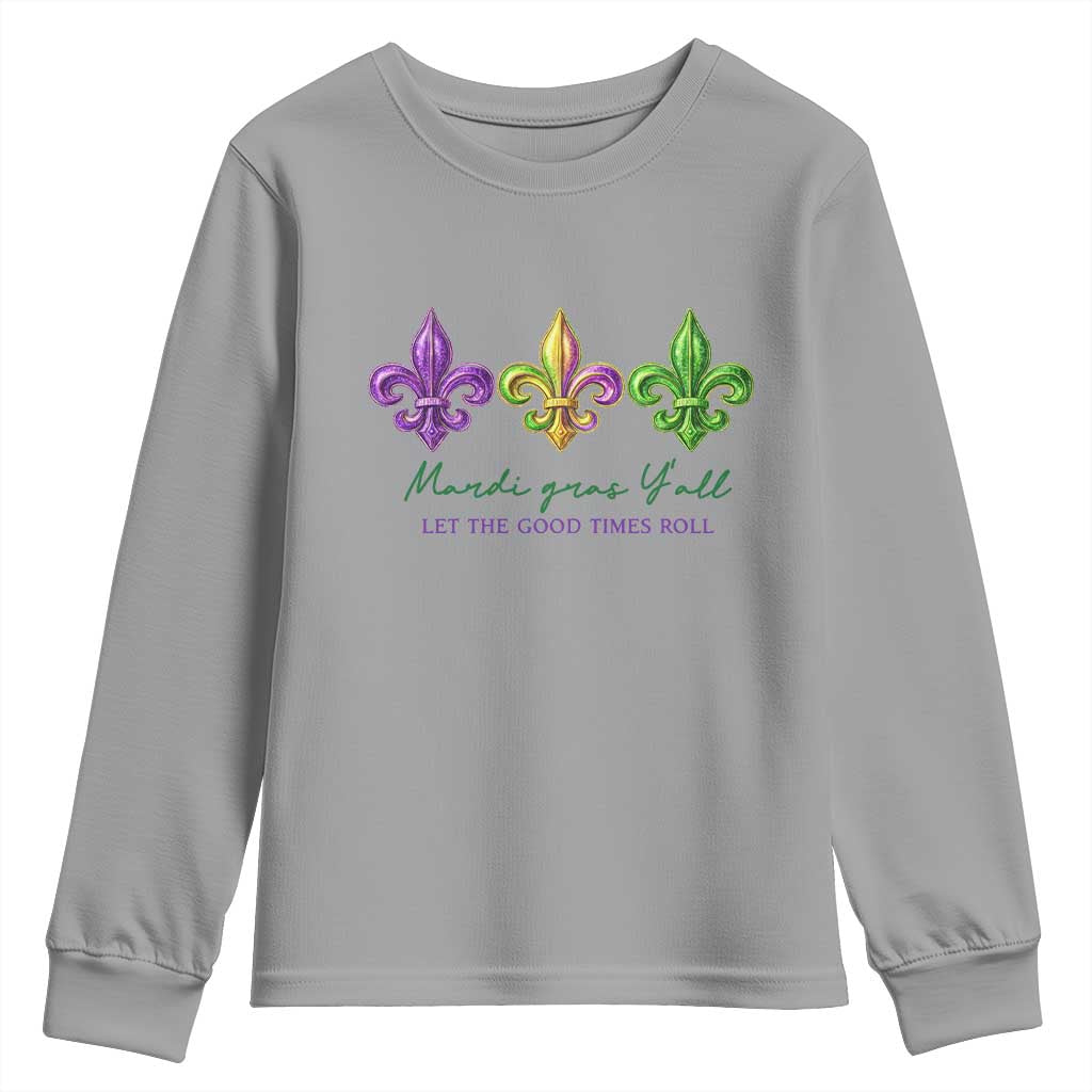 Mardi Gras Youth Sweatshirt Let The Good Time Roll TS14 Sport Gray Print Your Wear