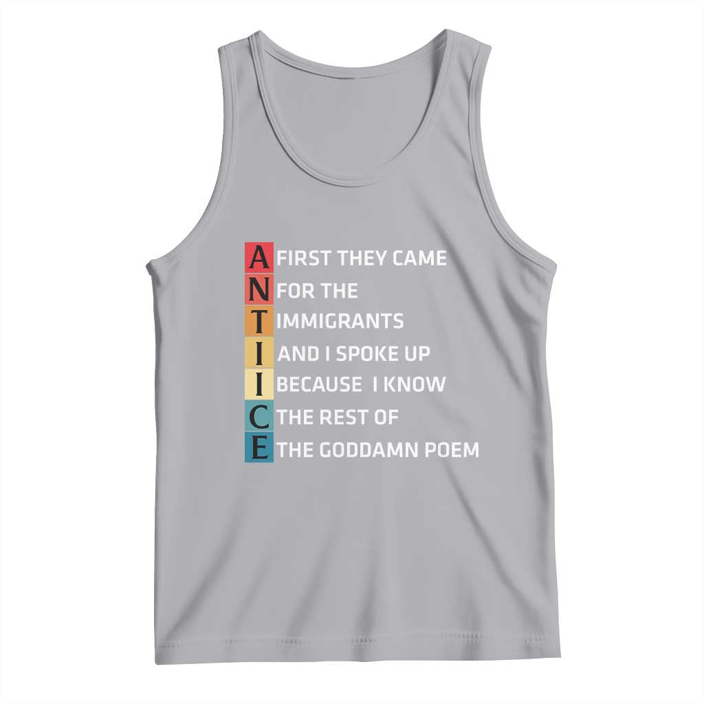 First They Came for The Immigrants Tank Top Sarcastic Immigration Rights Protest TS14 Athletic Heather Print Your Wear