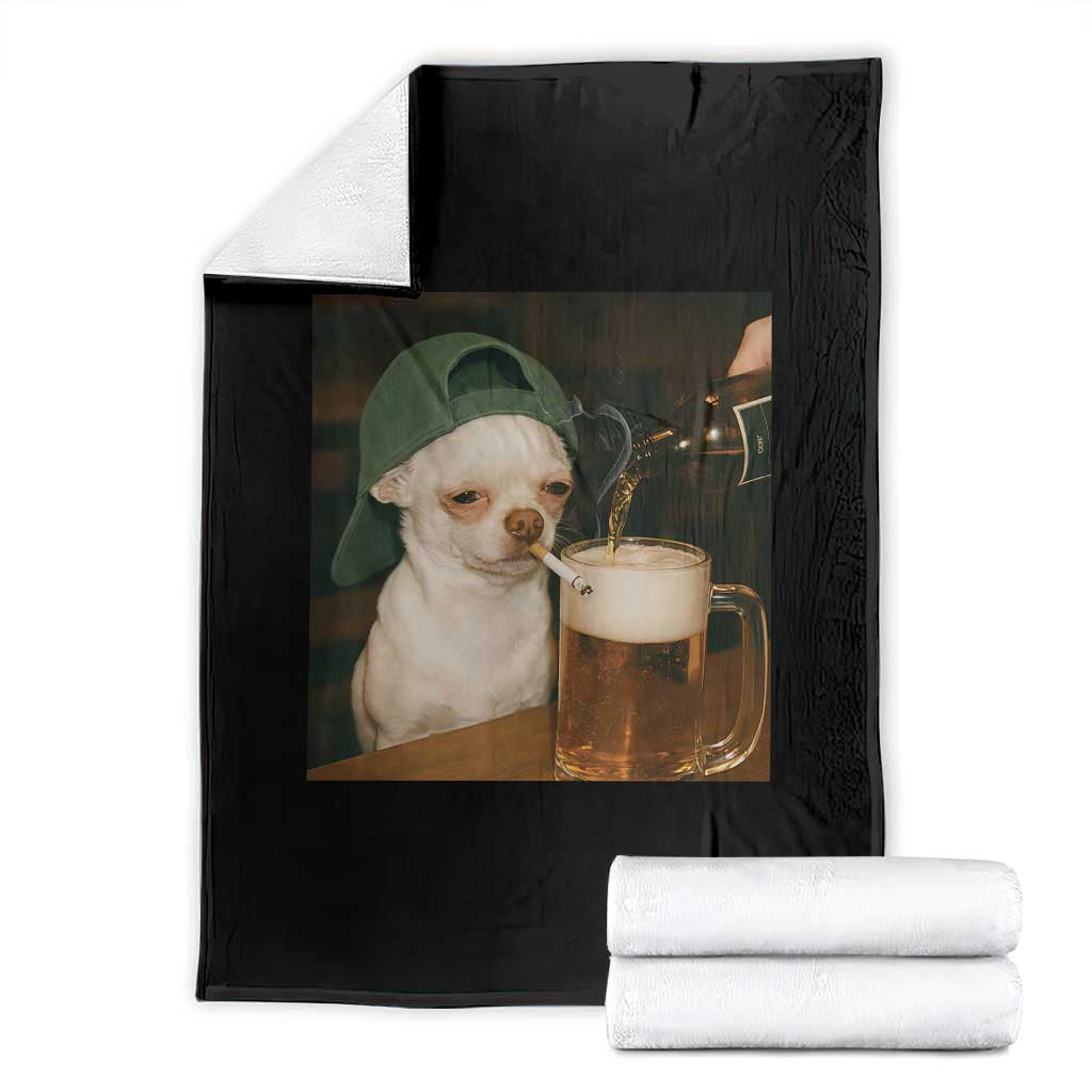 Funny Chihuahua St Patricks Day Meme Throw Blanket Chihuahua Smoking Irish Beer Lover TS14 Black Print Your Wear