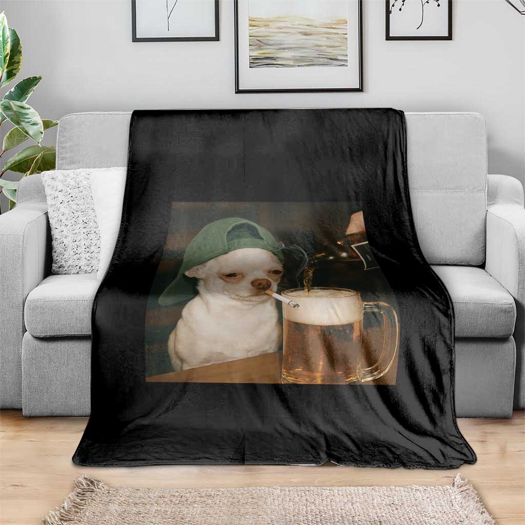 Funny Chihuahua St Patricks Day Meme Throw Blanket Chihuahua Smoking Irish Beer Lover TS14 Print Your Wear