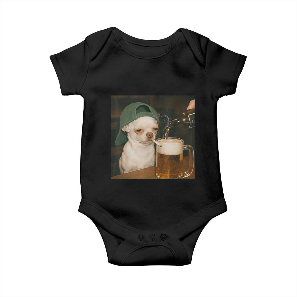 Funny Chihuahua St Patricks Day Meme Baby Onesie Chihuahua Smoking Irish Beer Lover TS14 Black Print Your Wear