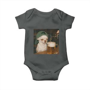 Funny Chihuahua St Patricks Day Meme Baby Onesie Chihuahua Smoking Irish Beer Lover TS14 Dark Heather Print Your Wear