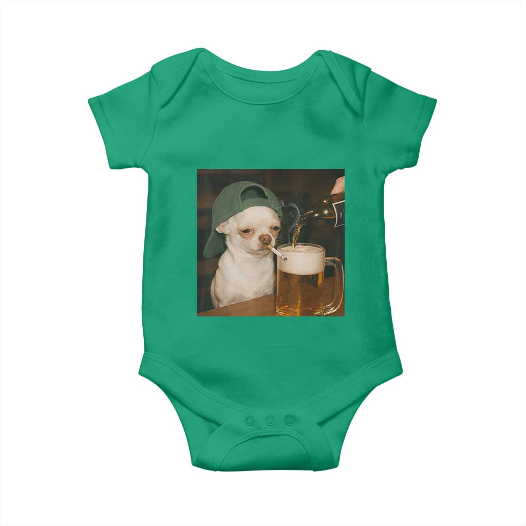 Funny Chihuahua St Patricks Day Meme Baby Onesie Chihuahua Smoking Irish Beer Lover TS14 Irish Green Print Your Wear