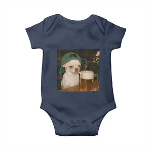 Funny Chihuahua St Patricks Day Meme Baby Onesie Chihuahua Smoking Irish Beer Lover TS14 Navy Print Your Wear