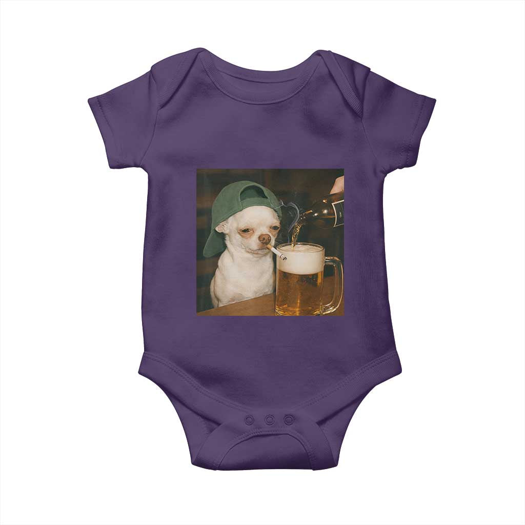 Funny Chihuahua St Patricks Day Meme Baby Onesie Chihuahua Smoking Irish Beer Lover TS14 Purple Print Your Wear