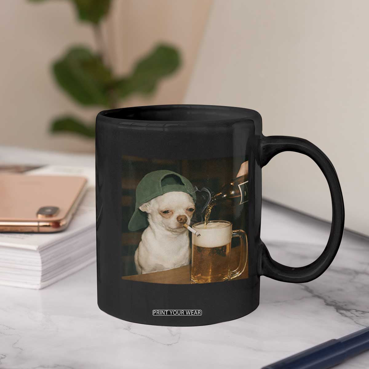 Funny Chihuahua St Patricks Day Meme Coffee Mug Chihuahua Smoking Irish Beer Lover TS14 Print Your Wear