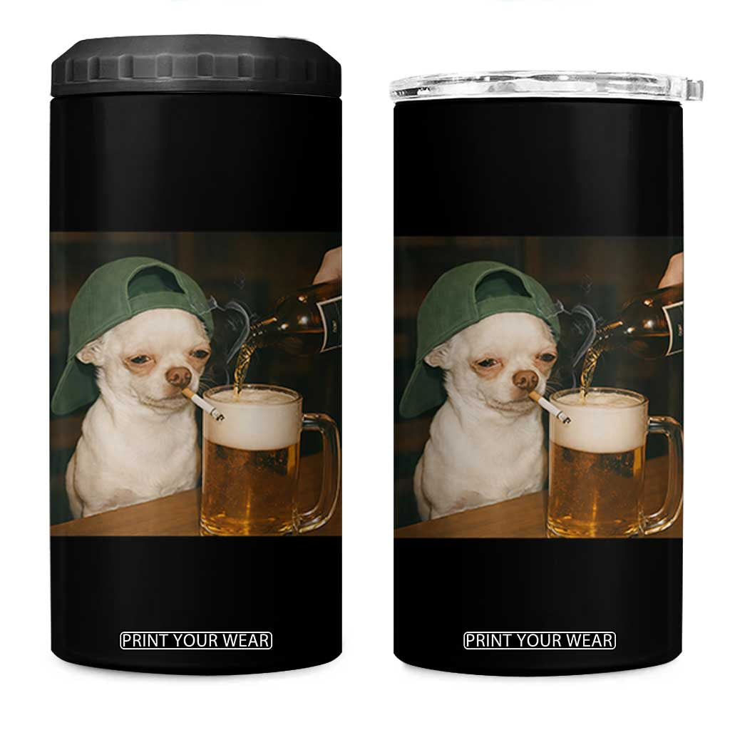 Funny Chihuahua St Patricks Day Meme 4 in 1 Can Cooler Tumbler Chihuahua Smoking Irish Beer Lover TS14 One Size: 16 oz Black Print Your Wear