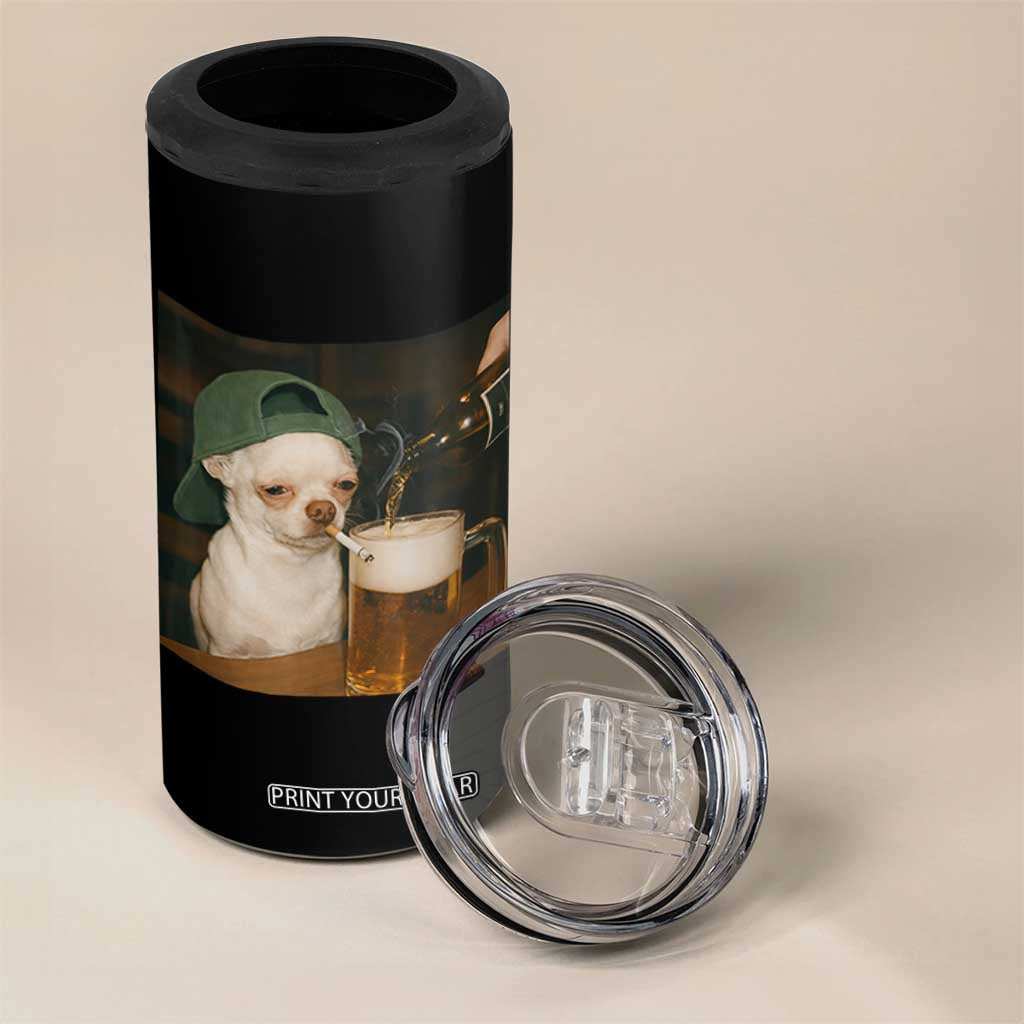 Funny Chihuahua St Patricks Day Meme 4 in 1 Can Cooler Tumbler Chihuahua Smoking Irish Beer Lover TS14 Print Your Wear
