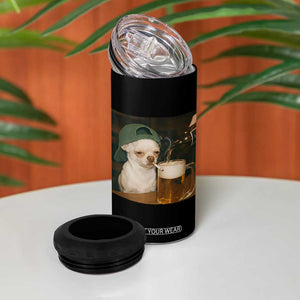 Funny Chihuahua St Patricks Day Meme 4 in 1 Can Cooler Tumbler Chihuahua Smoking Irish Beer Lover TS14 Print Your Wear