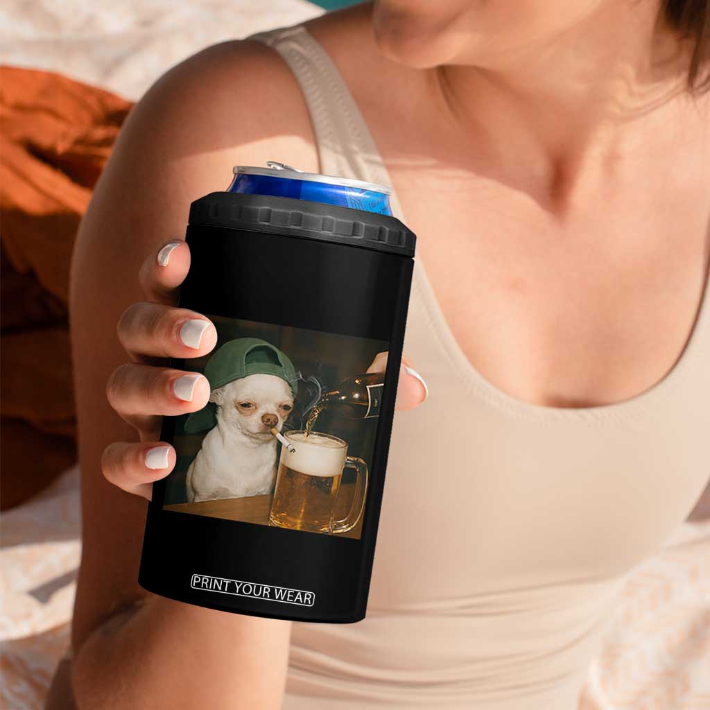 Funny Chihuahua St Patricks Day Meme 4 in 1 Can Cooler Tumbler Chihuahua Smoking Irish Beer Lover TS14 Print Your Wear