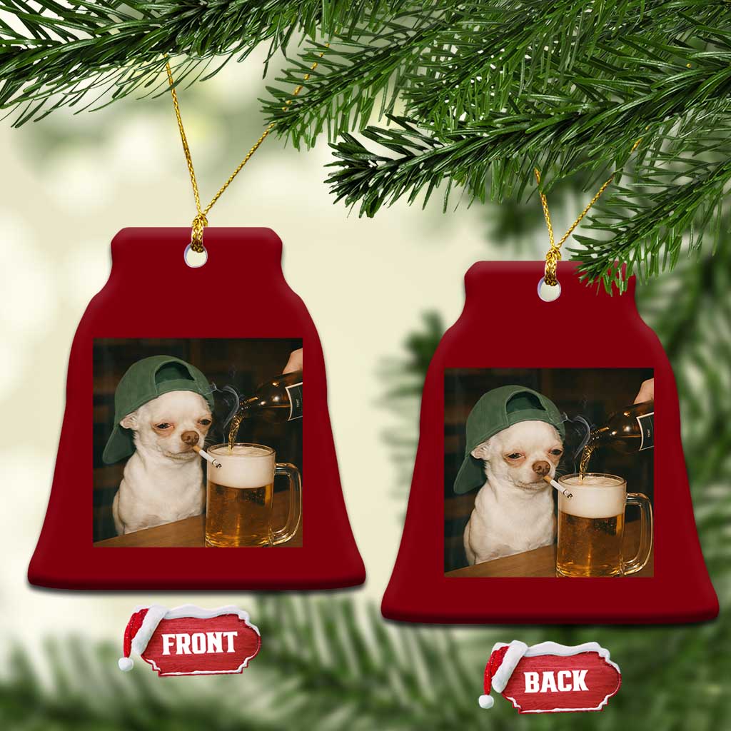 Funny Chihuahua St Patricks Day Meme Ceramic Ornament Chihuahua Smoking Irish Beer Lover TS14 Print Your Wear