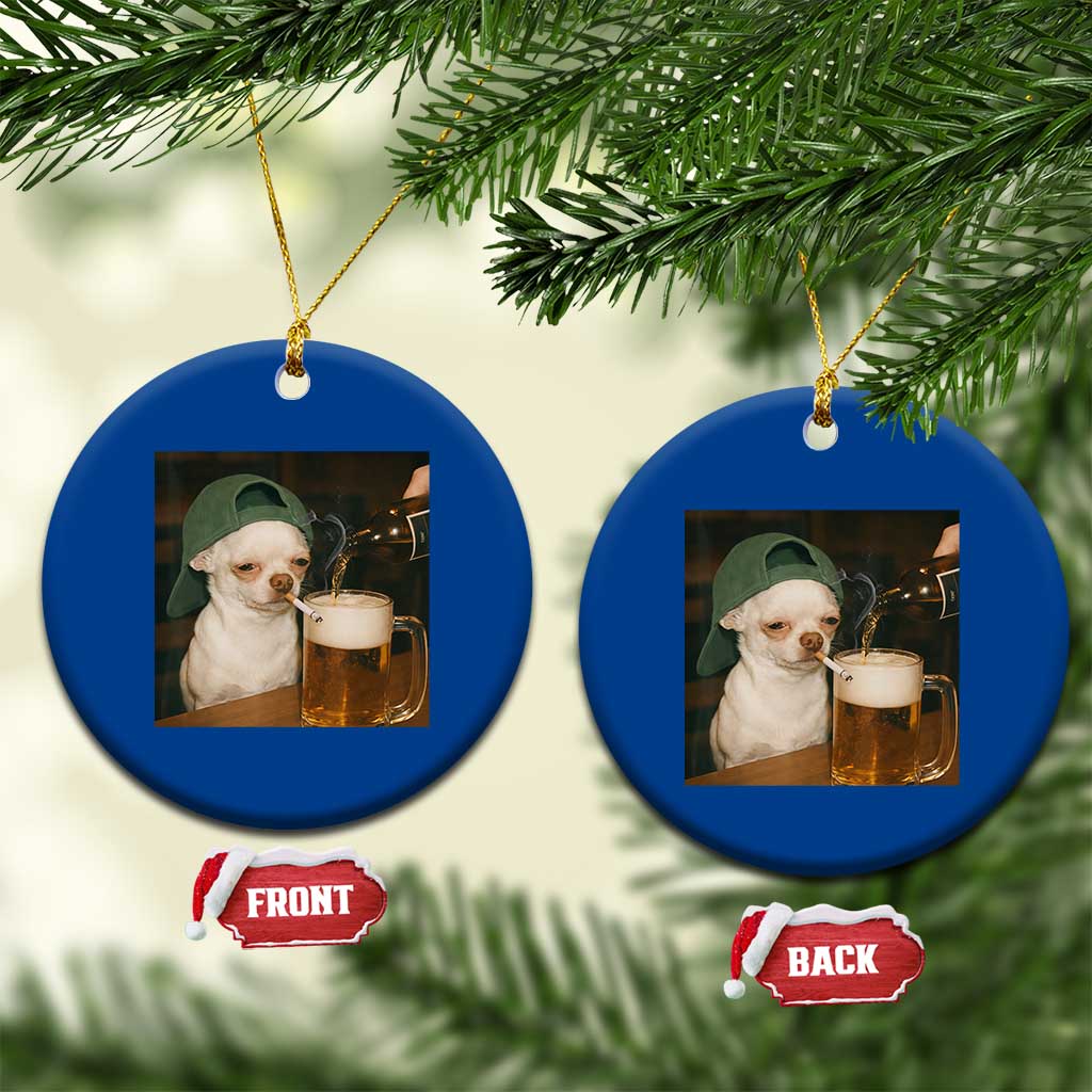 Funny Chihuahua St Patricks Day Meme Ceramic Ornament Chihuahua Smoking Irish Beer Lover TS14 1pc Blue Print Your Wear