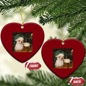 Funny Chihuahua St Patricks Day Meme Ceramic Ornament Chihuahua Smoking Irish Beer Lover TS14 Print Your Wear