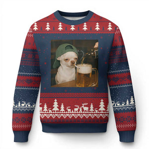 Funny Chihuahua St Patricks Day Meme Ugly Christmas Sweater Chihuahua Smoking Irish Beer Lover TS14 Navy Red Print Your Wear