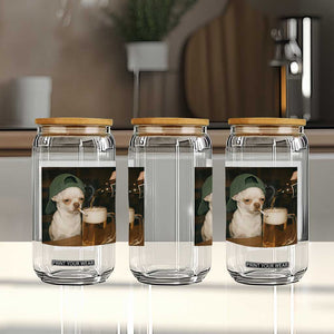 Funny Chihuahua St Patricks Day Meme Glass Can Chihuahua Smoking Irish Beer Lover TS14 Print Your Wear