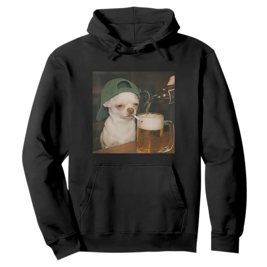 Funny Chihuahua St Patricks Day Meme Hoodie Chihuahua Smoking Irish Beer Lover TS14 Black Print Your Wear