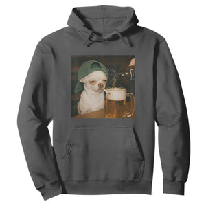 Funny Chihuahua St Patricks Day Meme Hoodie Chihuahua Smoking Irish Beer Lover TS14 Dark Heather Print Your Wear