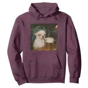 Funny Chihuahua St Patricks Day Meme Hoodie Chihuahua Smoking Irish Beer Lover TS14 Maroon Print Your Wear
