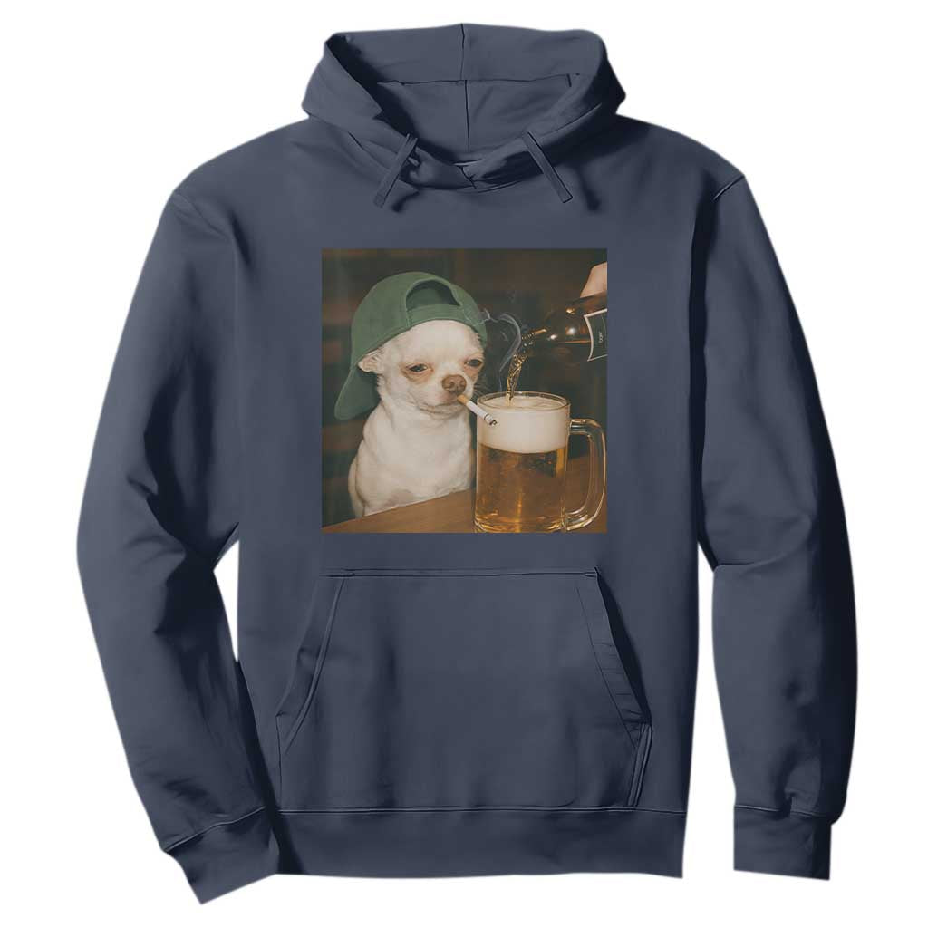 Funny Chihuahua St Patricks Day Meme Hoodie Chihuahua Smoking Irish Beer Lover TS14 Navy Print Your Wear