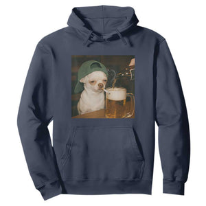 Funny Chihuahua St Patricks Day Meme Hoodie Chihuahua Smoking Irish Beer Lover TS14 Navy Print Your Wear