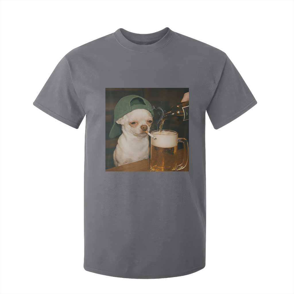 Funny Chihuahua St Patricks Day Meme T Shirt For Kid Chihuahua Smoking Irish Beer Lover TS14 Charcoal Print Your Wear
