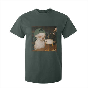 Funny Chihuahua St Patricks Day Meme T Shirt For Kid Chihuahua Smoking Irish Beer Lover TS14 Dark Forest Green Print Your Wear