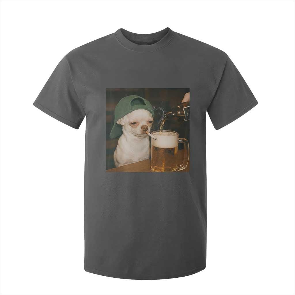 Funny Chihuahua St Patricks Day Meme T Shirt For Kid Chihuahua Smoking Irish Beer Lover TS14 Dark Heather Print Your Wear